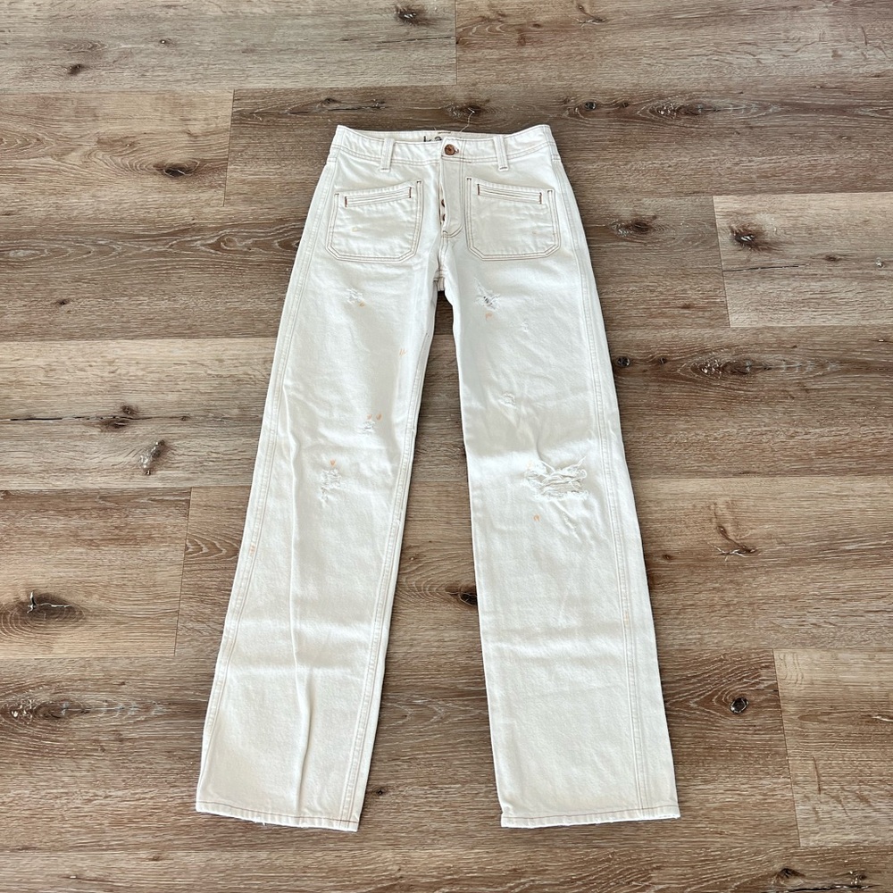 FREE PEOPLE cream jeans